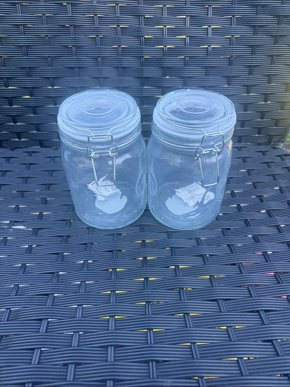 Unlisted Clear Glass Airtight Storage Jars with Metal Clamp Lids (Set of 2)